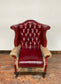 Deconstructed wingback armchair in red leather