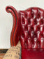 Deconstructed wingback armchair in red leather