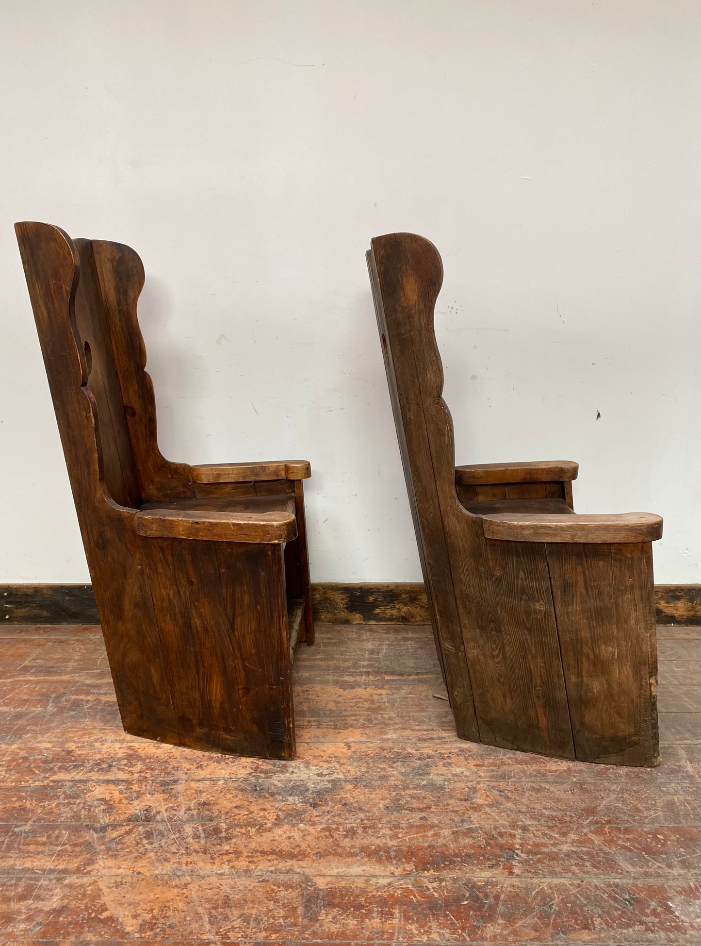 Pair of beautiful antique chairs with heart shaped holes