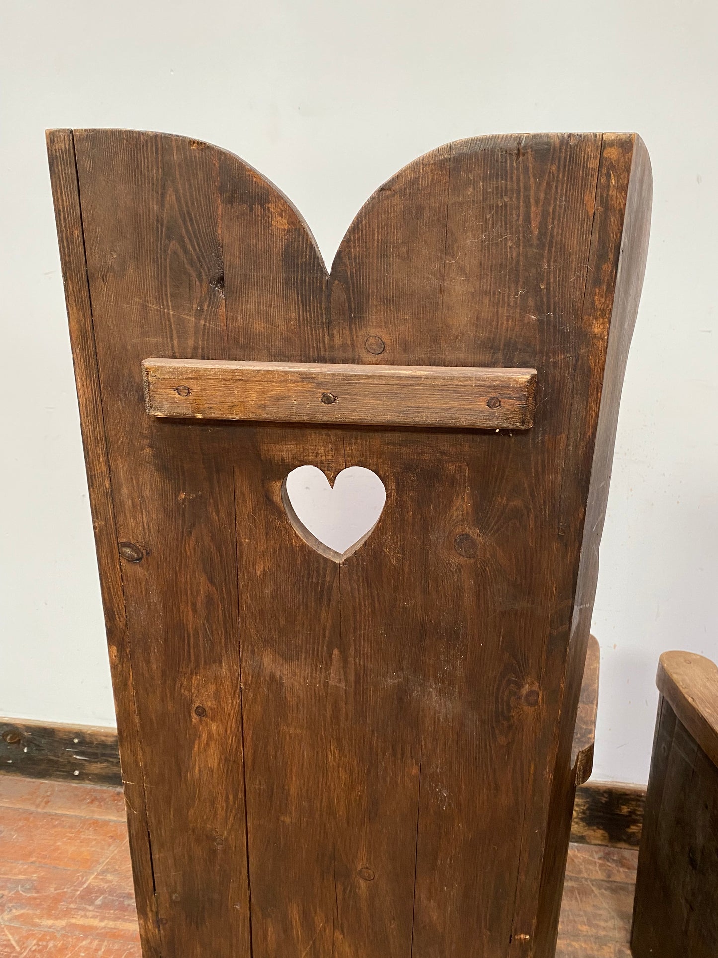 Pair of beautiful antique chairs with heart shaped holes