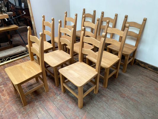 10 x light wood dining chairs