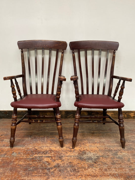 Pair of wooden spindle back chairs
