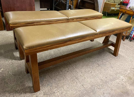 Matching pair of leather-effect long benches