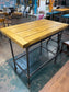 Poseur table with industrial metal base