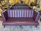 Long burgundy pub / bar / cafe bench in faux-leather