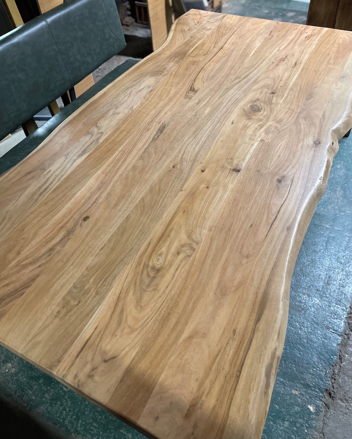 Ex-display live edge dining table with cross base