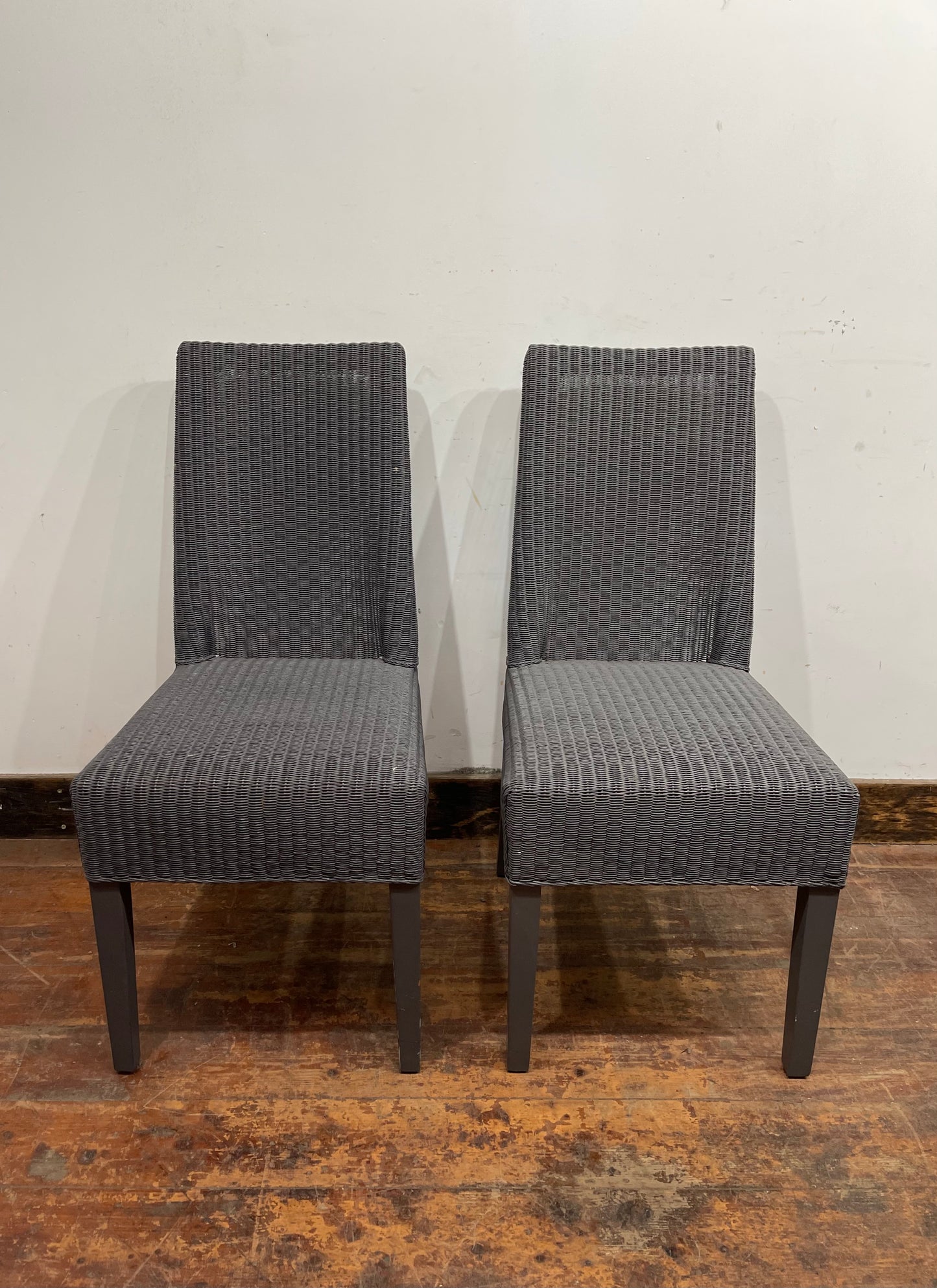 Pair of grey Lloyd Loom Monaco chairs