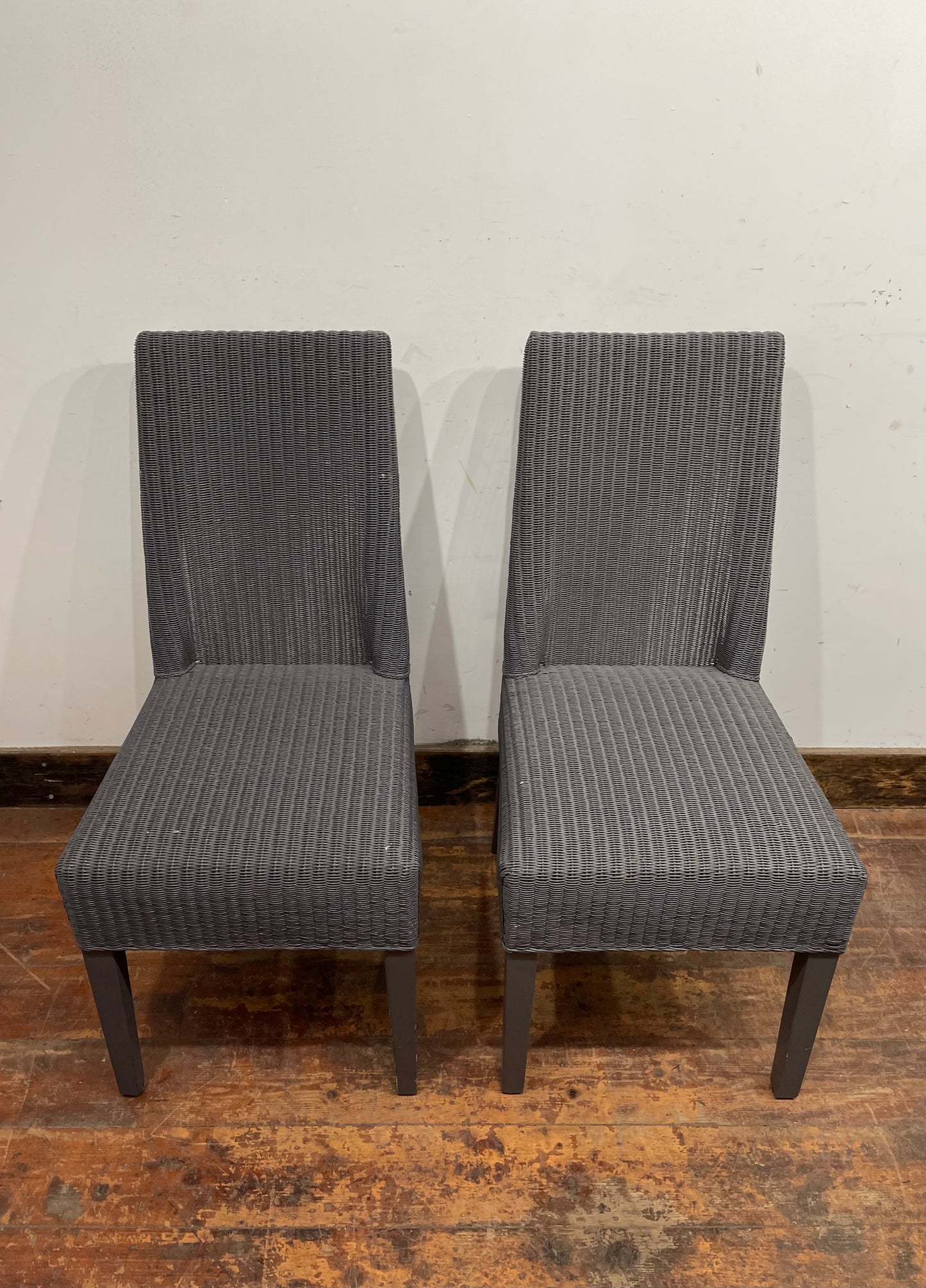 Pair of grey Lloyd Loom Monaco chairs