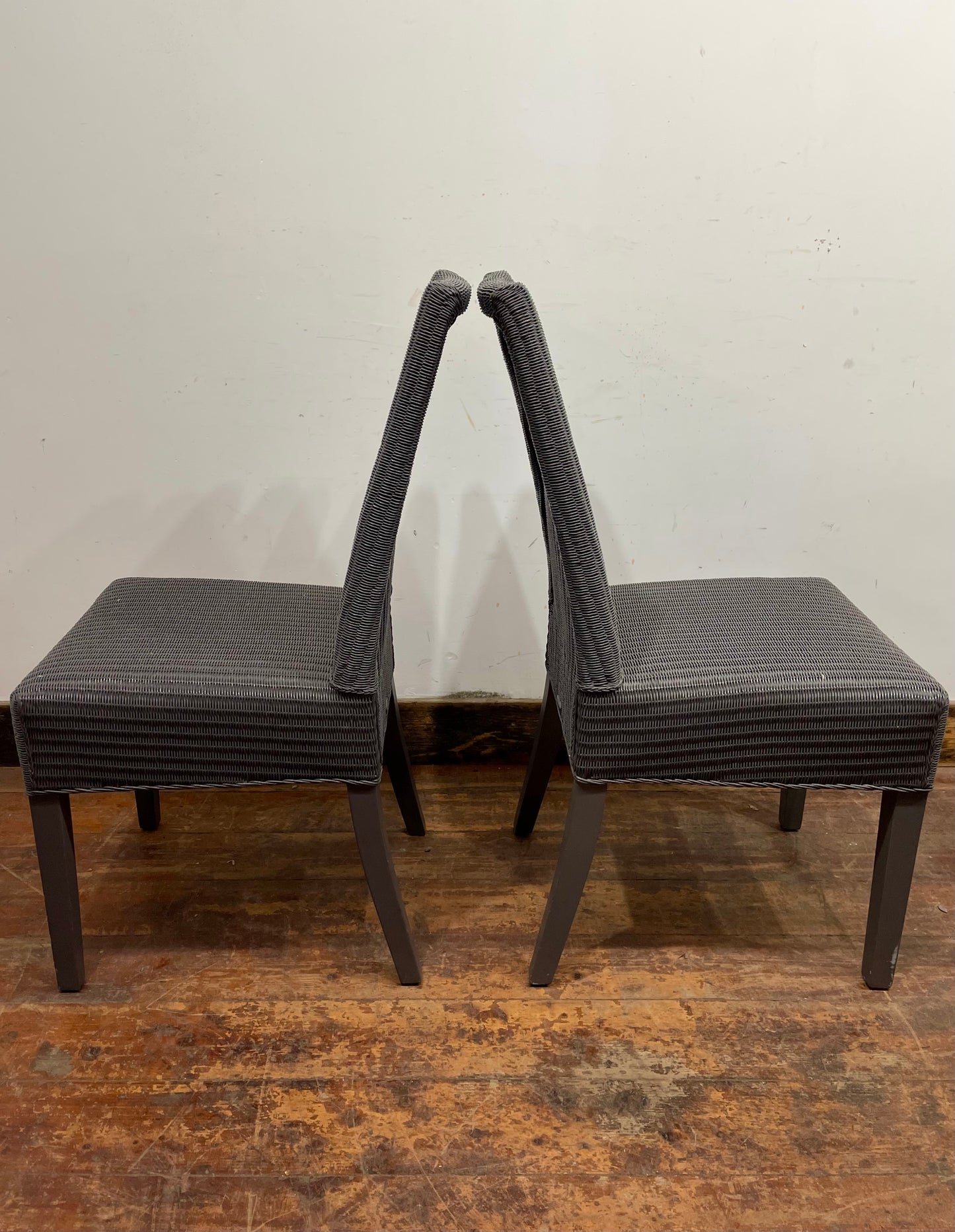 Pair of grey Lloyd Loom Monaco chairs