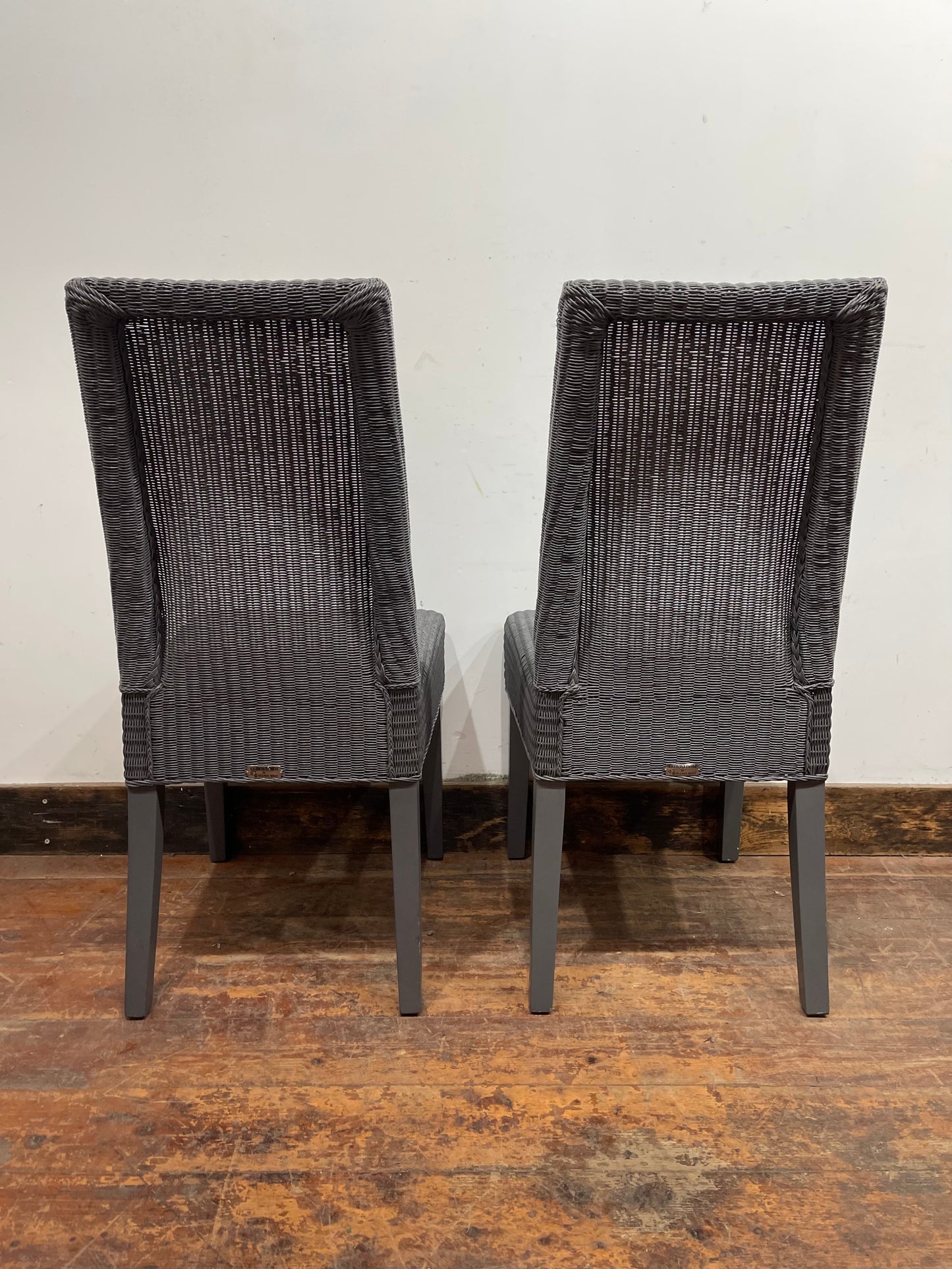 Pair of grey Lloyd Loom Monaco chairs