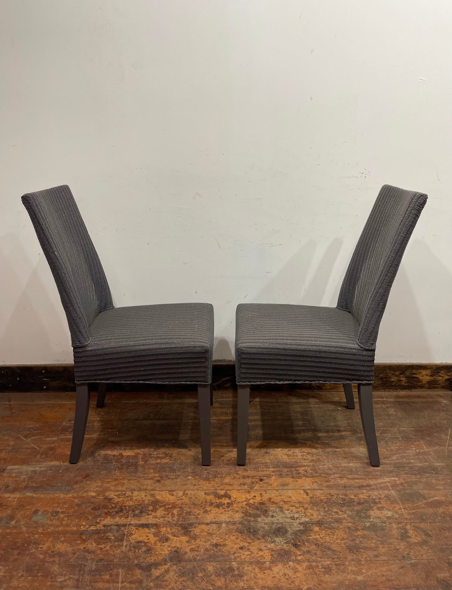 Pair of grey Lloyd Loom Monaco chairs