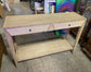 Narrow hall console table in light wood tone 2 drawers