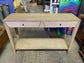 Narrow hall console table in light wood tone 2 drawers