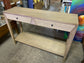 Narrow hall console table in light wood tone 2 drawers