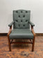 Vintage style armchair in light blue-grey leather