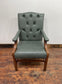 Vintage style armchair in light blue-grey leather