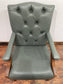 Vintage style armchair in light blue-grey leather