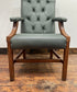 Vintage style armchair in light blue-grey leather