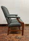 Vintage style armchair in light blue-grey leather