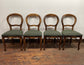 Set of 4 vintage style dining chairs with green fabric seats