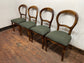 Set of 4 vintage style dining chairs with green fabric seats