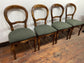 Set of 4 vintage style dining chairs with green fabric seats