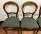 Set of 4 vintage style dining chairs with green fabric seats