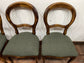 Set of 4 vintage style dining chairs with green fabric seats