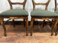 Set of 4 vintage style dining chairs with green fabric seats