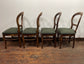 Set of 4 vintage style dining chairs with green fabric seats