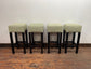 Set of 4 matching bar stools with light fabric seats
