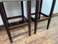 Pair of matching bar stools with light fabric seats