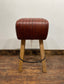 Pommel stool with dark tan / brown leather seat