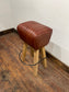 Pommel stool with dark tan / brown leather seat