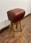 Pommel stool with dark tan / brown leather seat