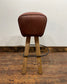 Pommel stool with dark tan / brown leather seat