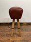 Pommel stool with dark tan / brown leather seat