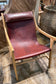 Reclined armchair / easy chair with wood frame and red leather