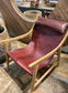 Reclined armchair / easy chair with wood frame and red leather