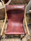 Reclined armchair / easy chair with wood frame and red leather