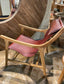 Reclined armchair / easy chair with wood frame and red leather
