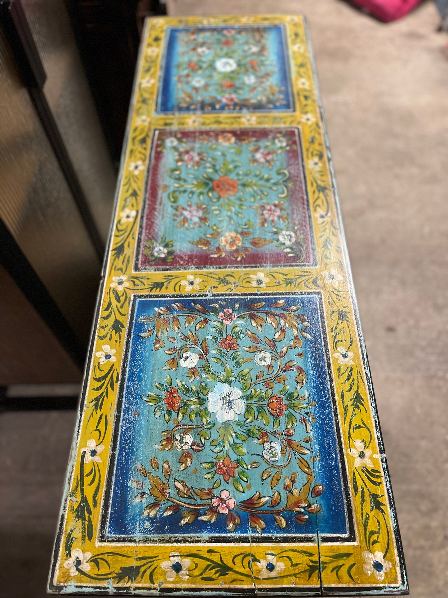 Colourful hand painted storage chest / blanket box with lift up lid