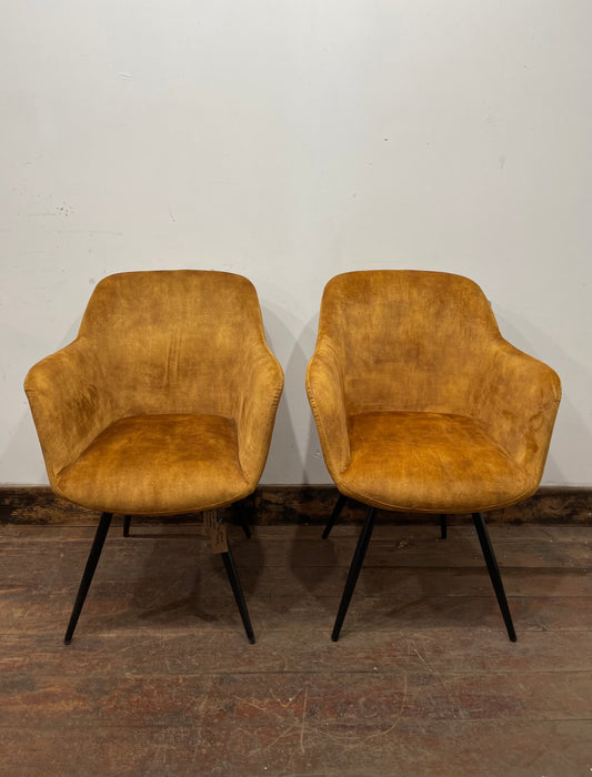Pair of gold 'vintage velvet' dining chairs