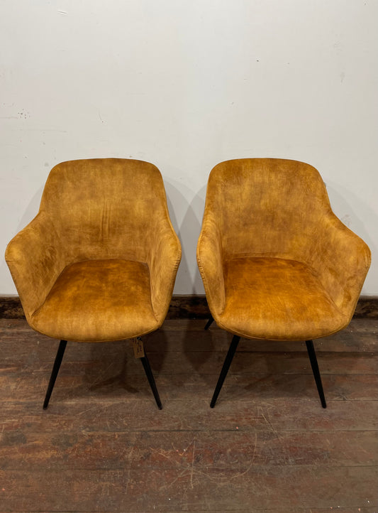 Pair of gold 'vintage velvet' dining chairs