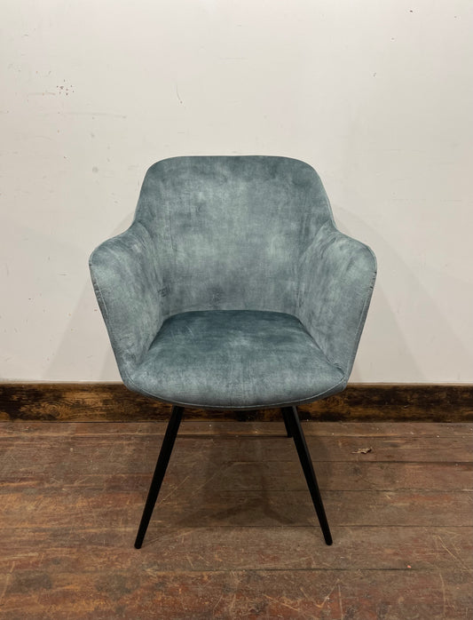 Light blue / teal 'vintage velvet' dining chair