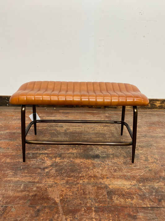 Tan Leather Bench