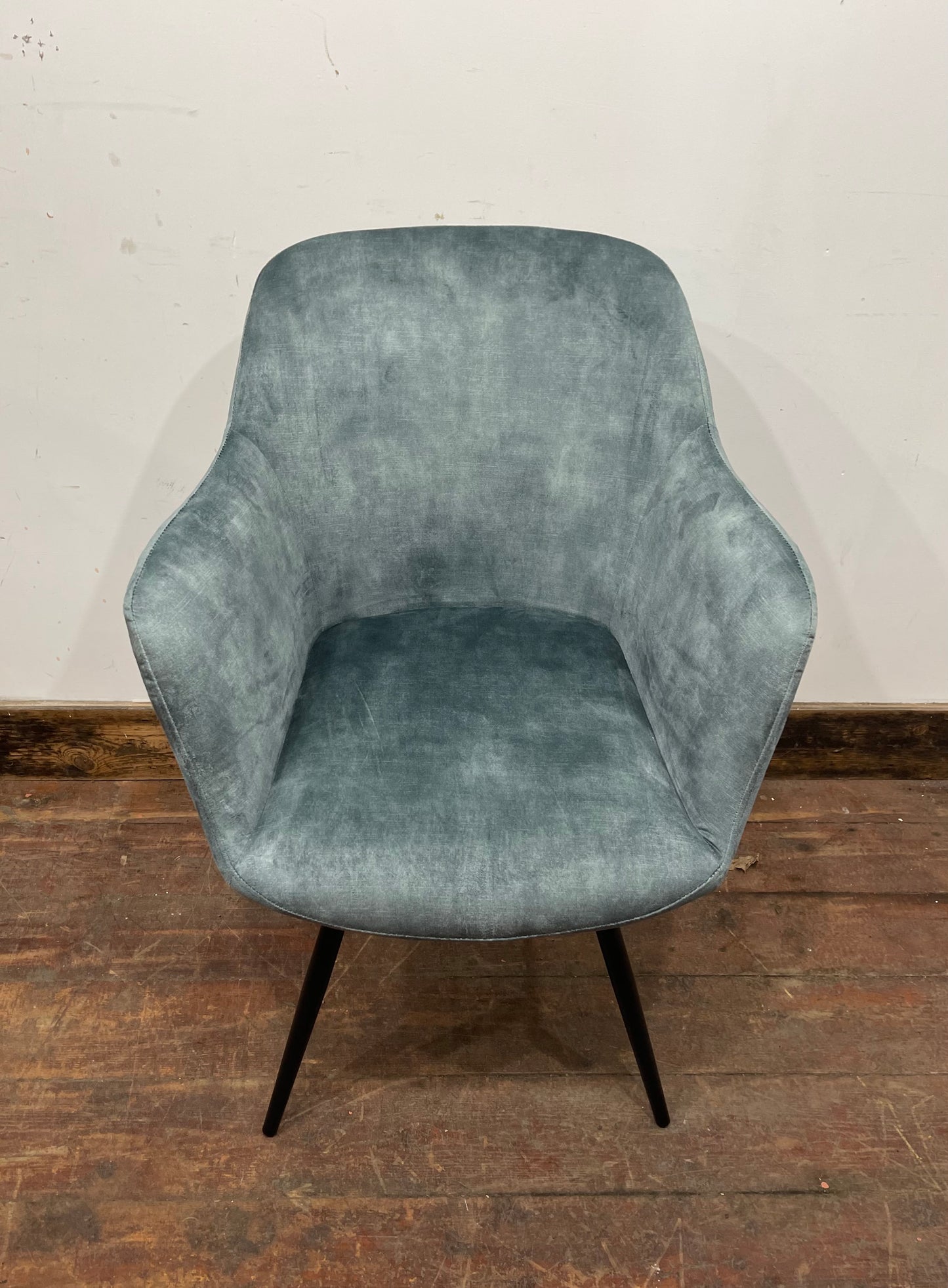 Light blue / teal 'vintage velvet' dining chair