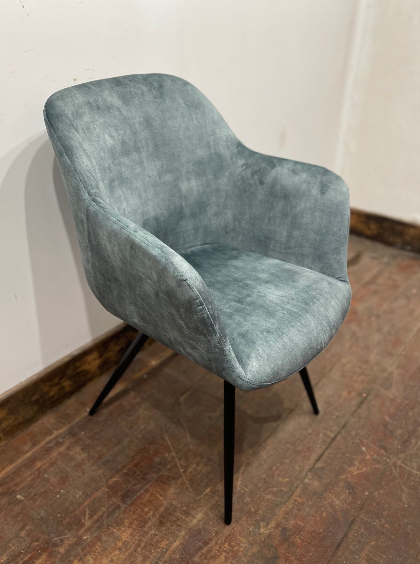 Light blue / teal 'vintage velvet' dining chair