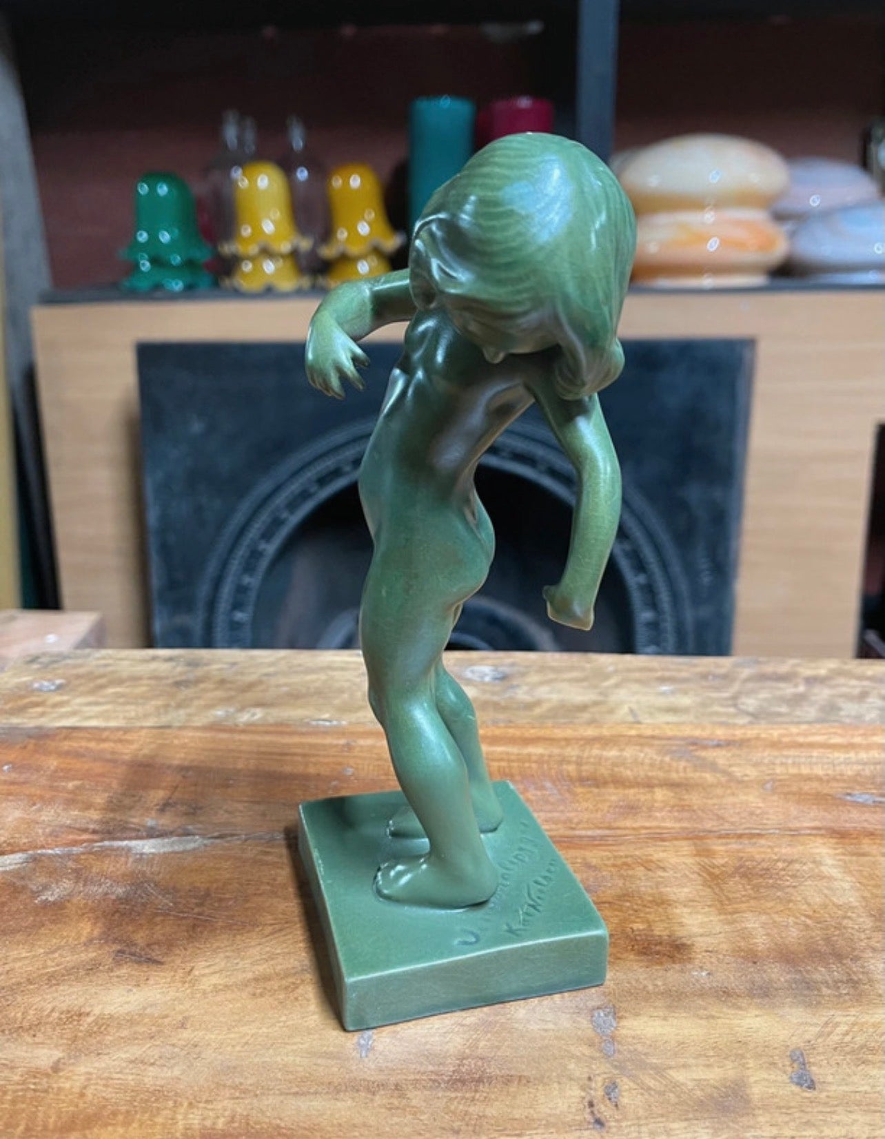 Vintage jade green-glazed figure by Kai Nielsen