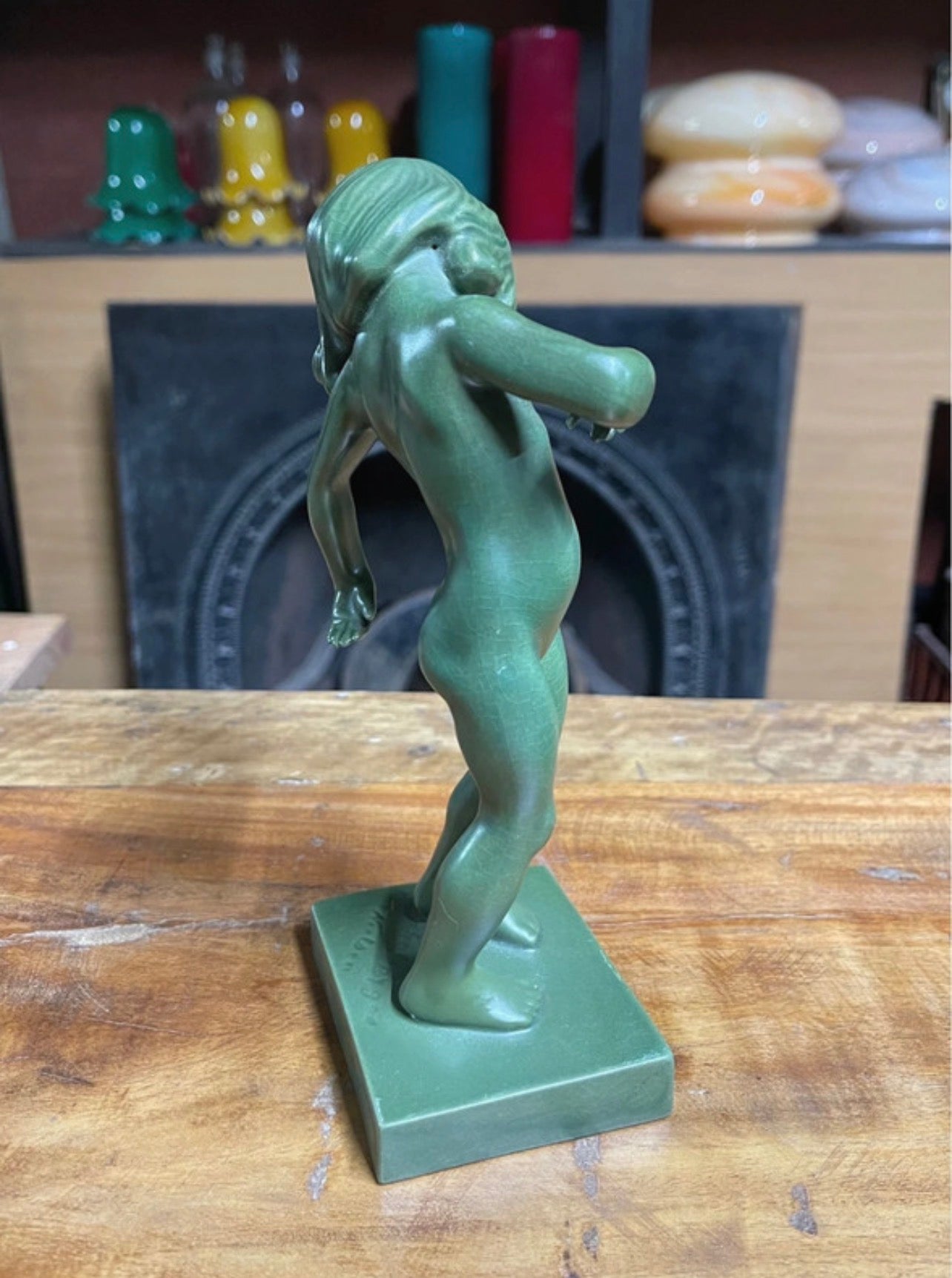 Vintage jade green-glazed figure by Kai Nielsen